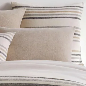 Ellison Stripe Linen Chenille Ivory Sham, Euro Size, Ivory Stripe Pattern