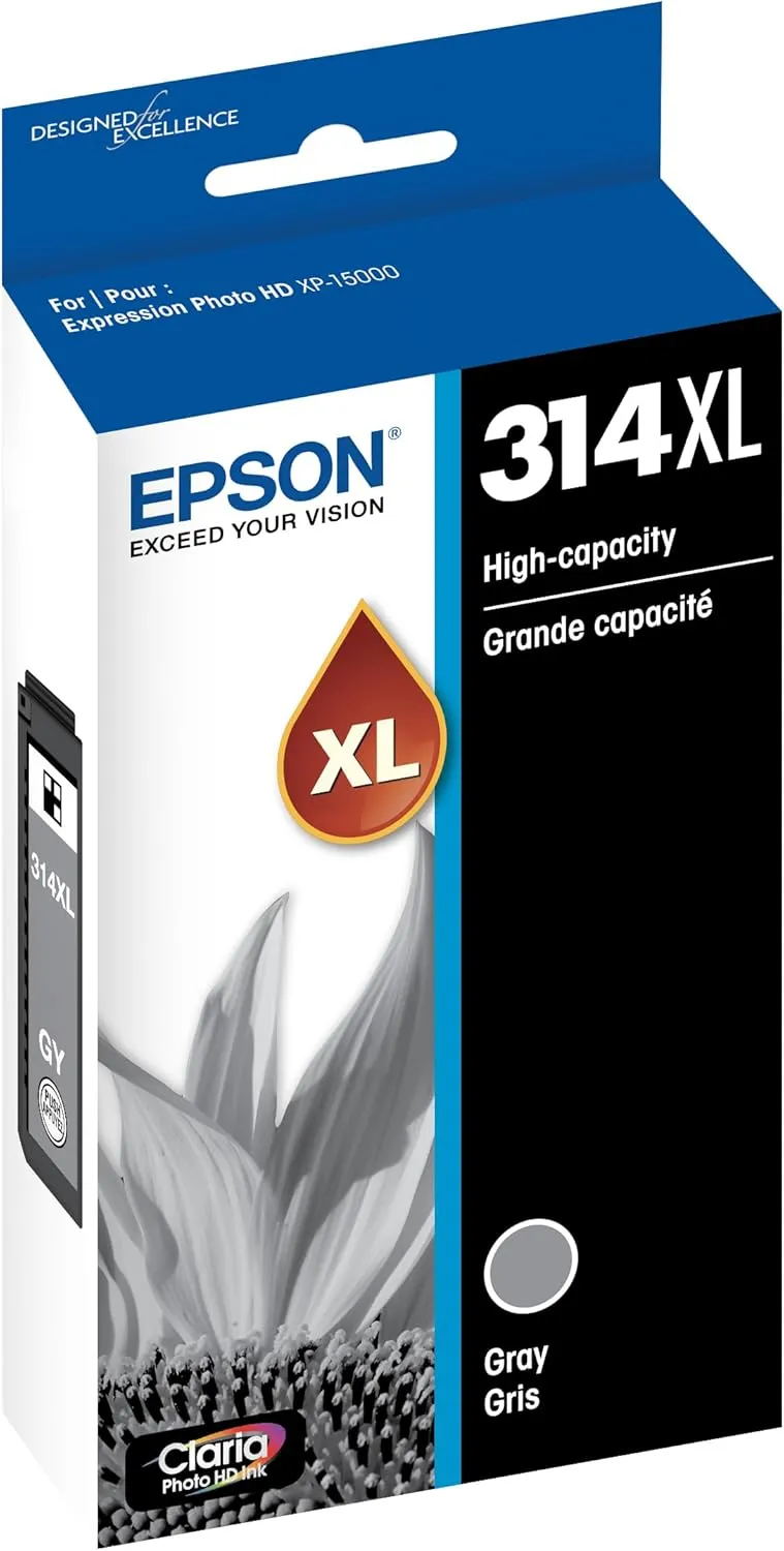 EPSON 314 Claria Photo HD Ink High Capacity Gray Cartridge (T314XL720-S) Works with Expression Photo XP-15000