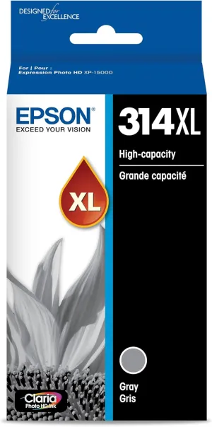 EPSON 314 Claria Photo HD Ink High Capacity Gray Cartridge (T314XL720-S) Works with Expression Photo XP-15000