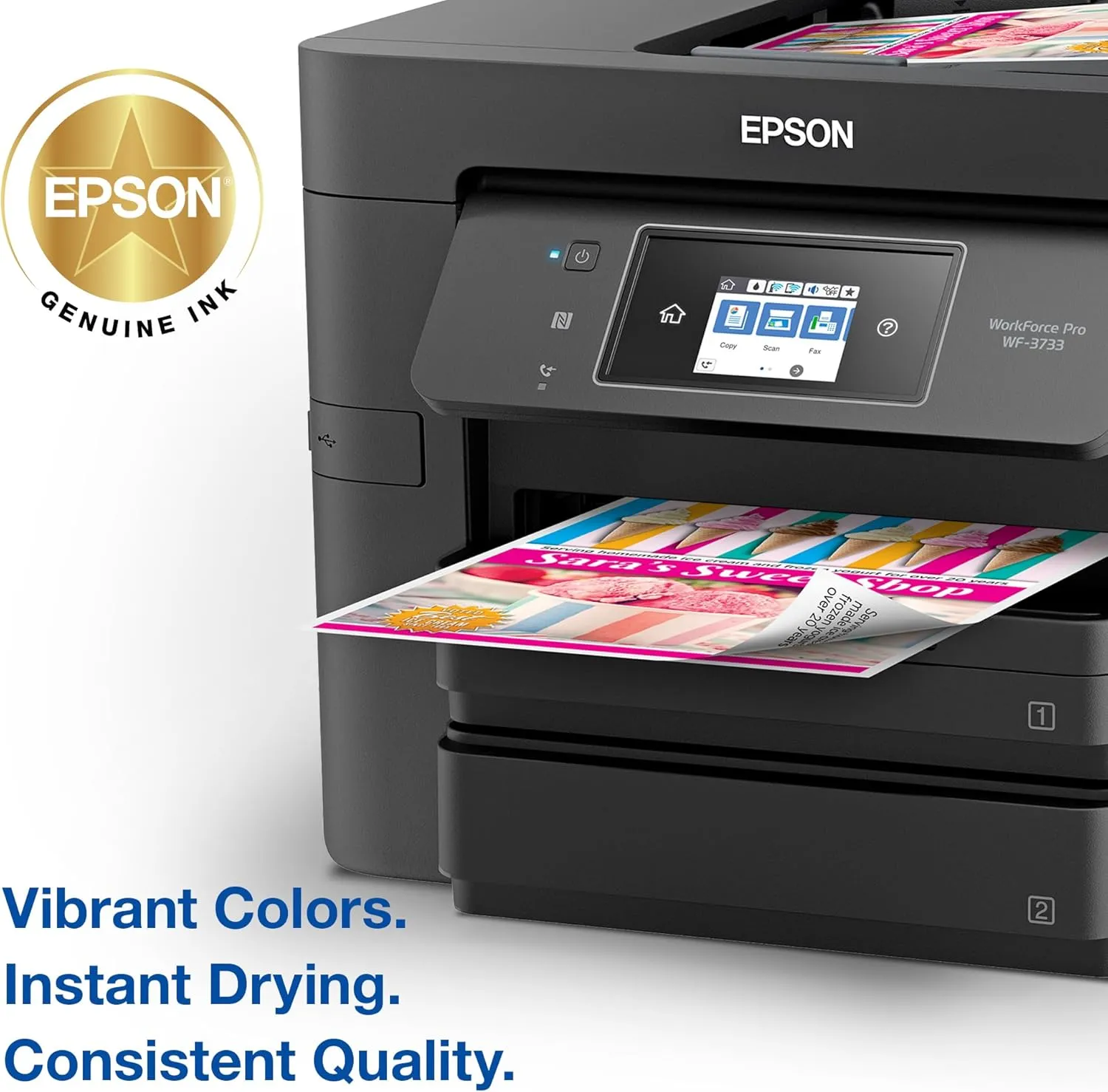 EPSON 702 DURABrite Ultra Ink High Capacity Black & Standard Color Cartridge Combo Pack (T702XL-BCS) Works with WorkForce Pro WF-3720, WF-3730, WF-3733