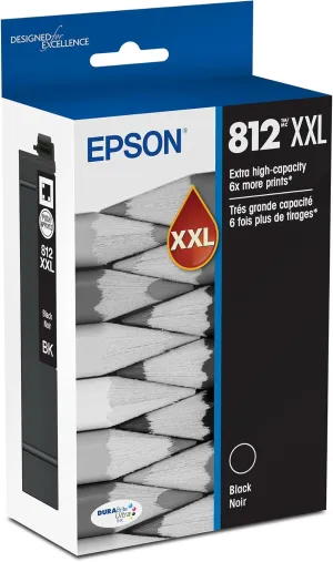 EPSON 812 DURABrite Ultra Ink Extra-high Capacity Black Cartridge (T812XXL120-S) Works with WorkForce Pro WF-7310, WF-7820, WF-7840, WorkForce EC-C7000