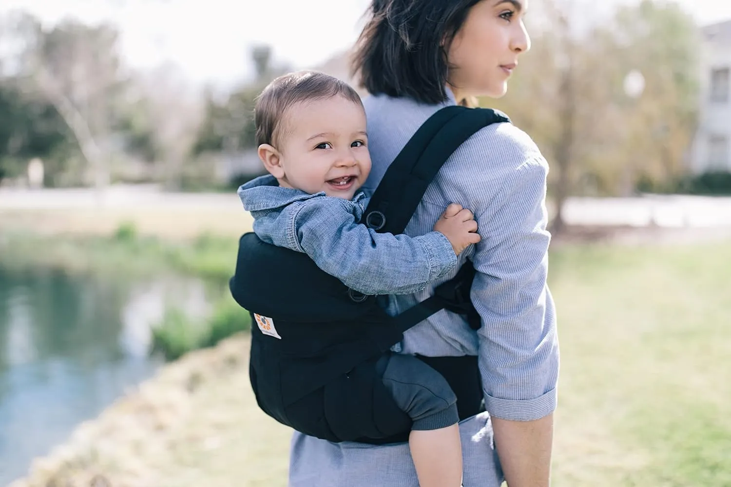 Ergobaby 360 All-Position Baby Carrier with Lumbar Support (12-45 Pounds), Pure Black, Premium Cotton