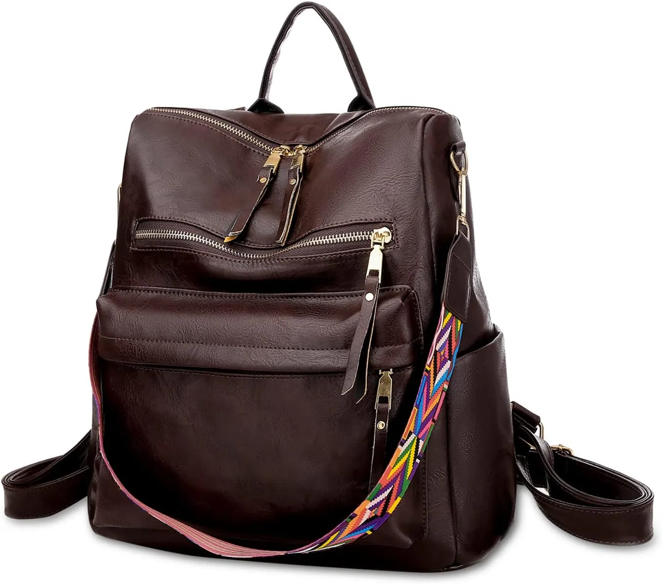 Ergocar Women Backpack, Ladies Fashion PU Leather Travel Backpack, Waterproof Anti-theft, Ladies Shoulder Bag with Detachable Strap, Women handbag with Multi-pocket compartment, for Ladies Teen Girls