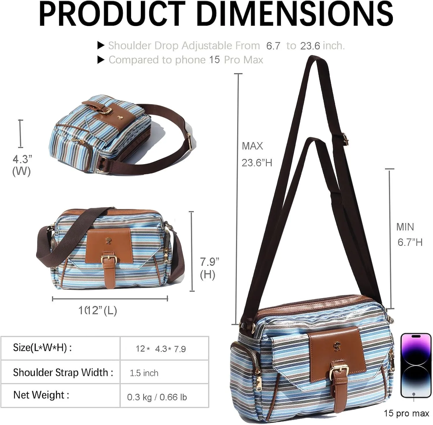 ESVAN Crossbody Bags for Women, Fashion Purses for Women Handbags Shoulder Bag with 2 Detachable Strap