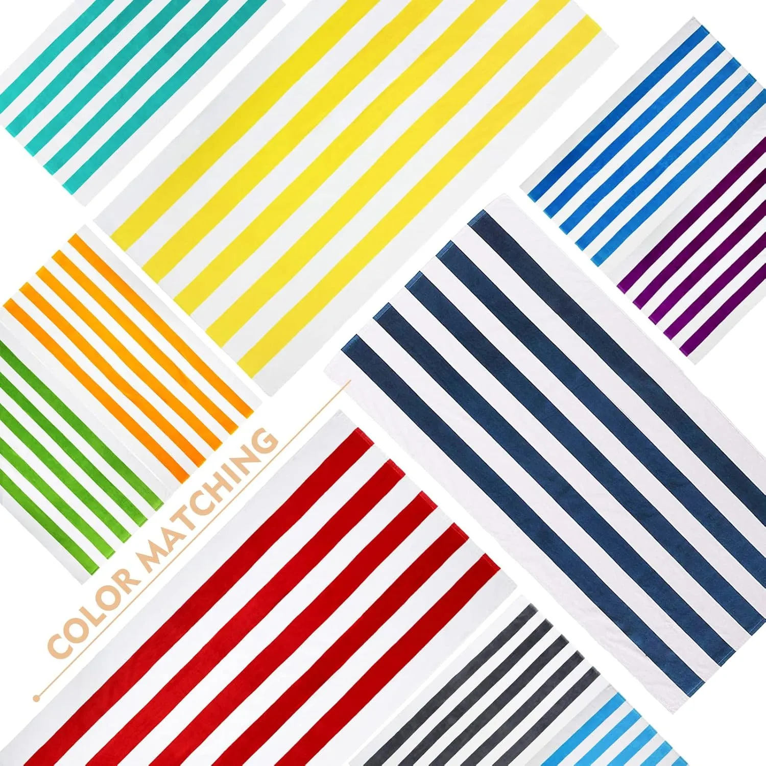 Exclusivo Mezcla 4 Pack Cotton Oversized 35x70 Inches Soft Cabana Stripe Thick Beach Towel, Super Absorbent Travel Bath Pool Towel (Red)