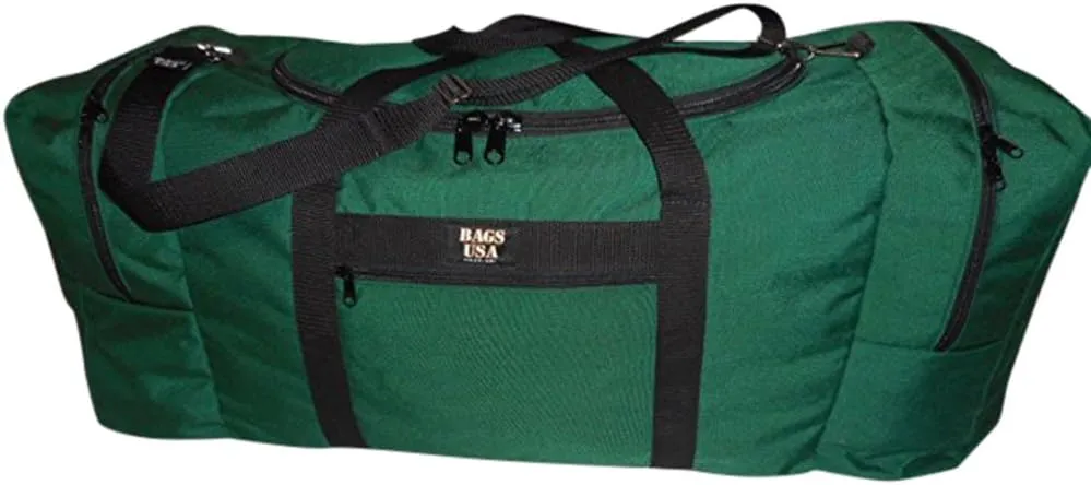 Expedition Duffle Travel Bag With U Opening Easy Excess, Two End Compartments Made In USA. (Forest green)