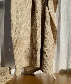 Extra Large Linen Waffle Bath Towel - Beige