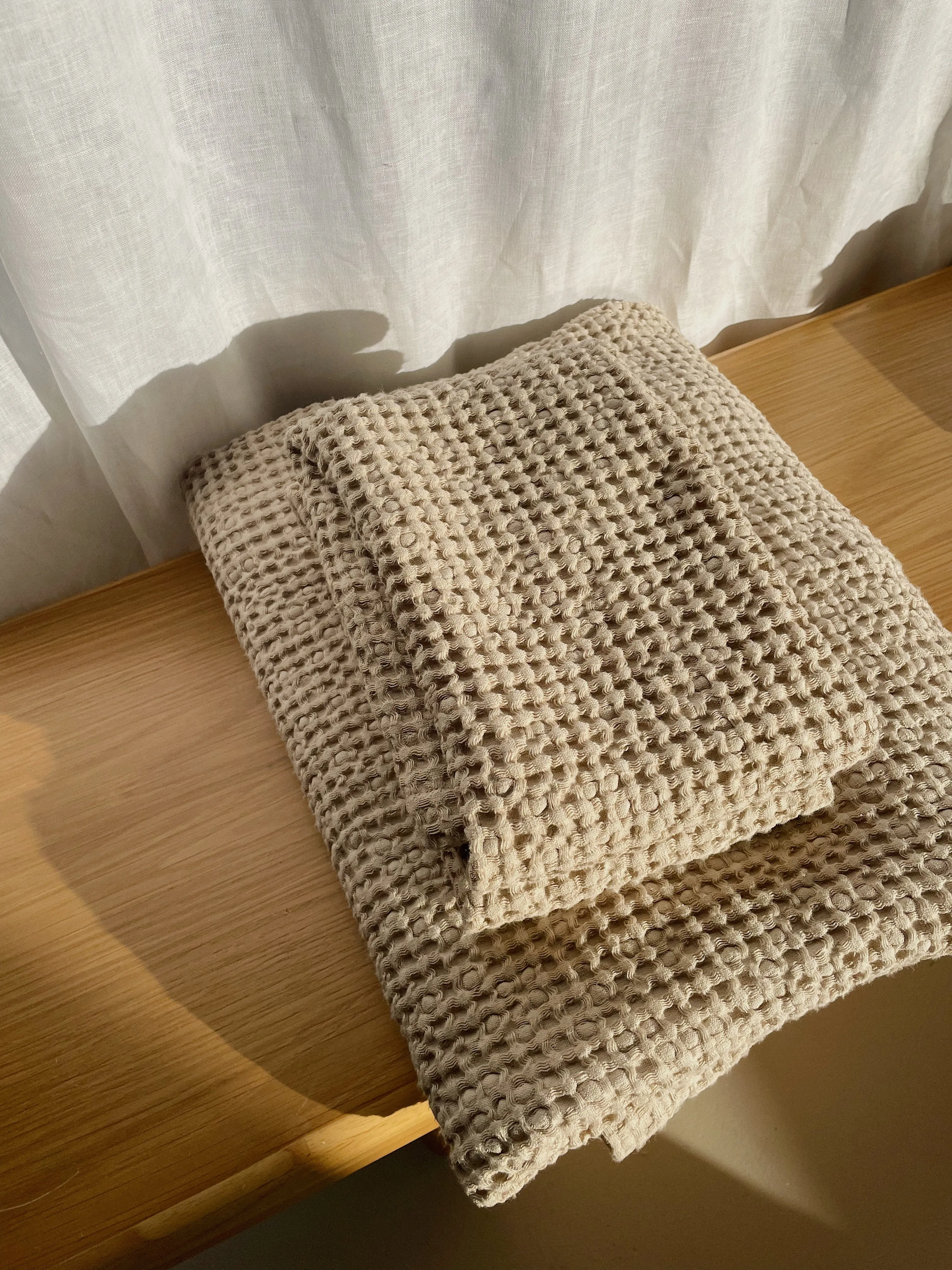 Extra Large Linen Waffle Bath Towel - Beige