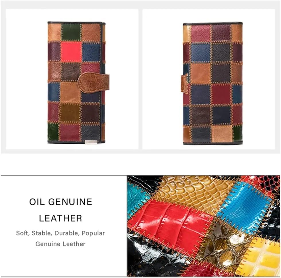 Eysee Large Capacity Wallets for Women, Genuine Leather Wallets Multi Color
