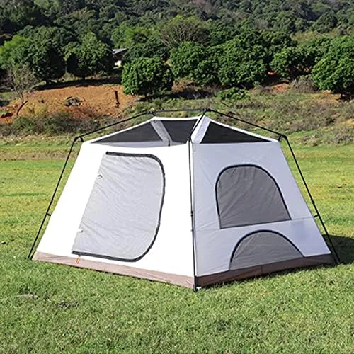 Family Camping Tent, Pop Up Tent 4 Person Family Dome Tent Waterproof Windproof with Roof Skylights, 2 in 1 Double Layers Outdoor Tents for Camping Hi