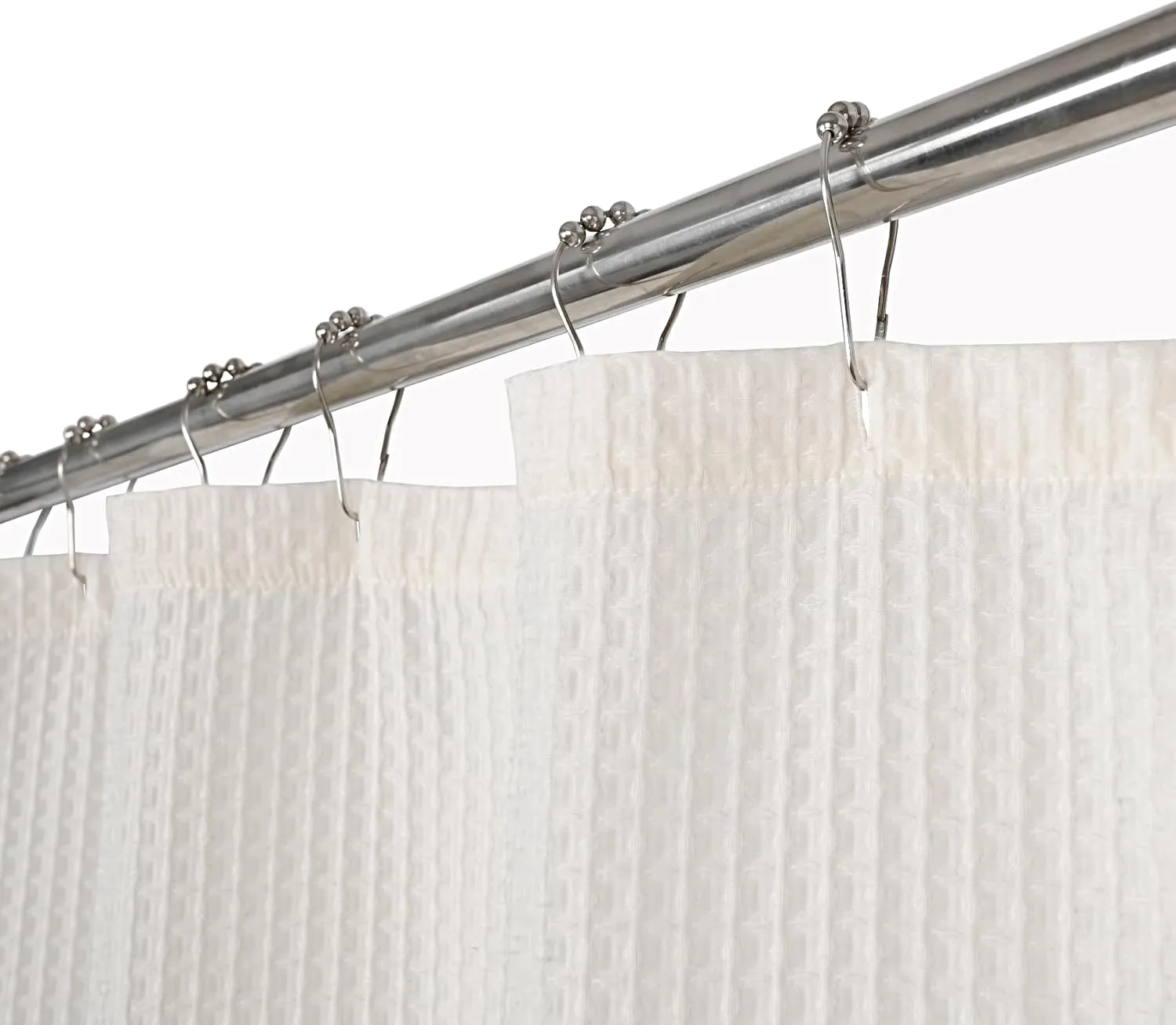 Farmhouse Shower Curtain,Beige and Blue Striped,Button Curtain,Spa Waffle and Cotton Woven Fabric,Rustic Charm Country Chic Style,72x72 in