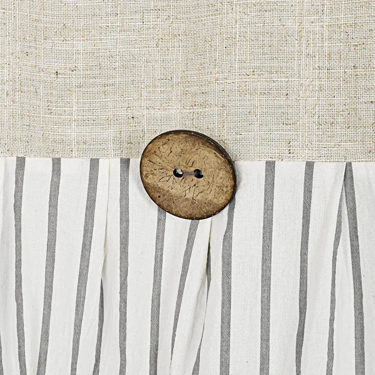 Farmhouse Shower Curtain,Beige and Gray Stripe,Button Curtain,Linen and Cotton Woven Fabric,Rustic Charm Country Chic Style,72x72 in