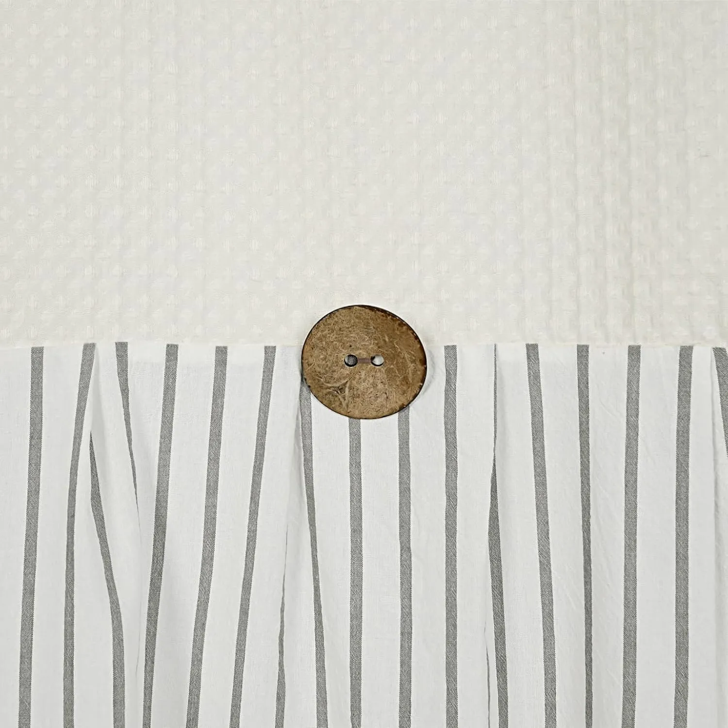 Farmhouse Shower Curtain,Beige and Gray Striped,Button Curtain,Spa Waffle and Cotton Woven Fabric,Rustic Charm Country Chic Style,72x78 in