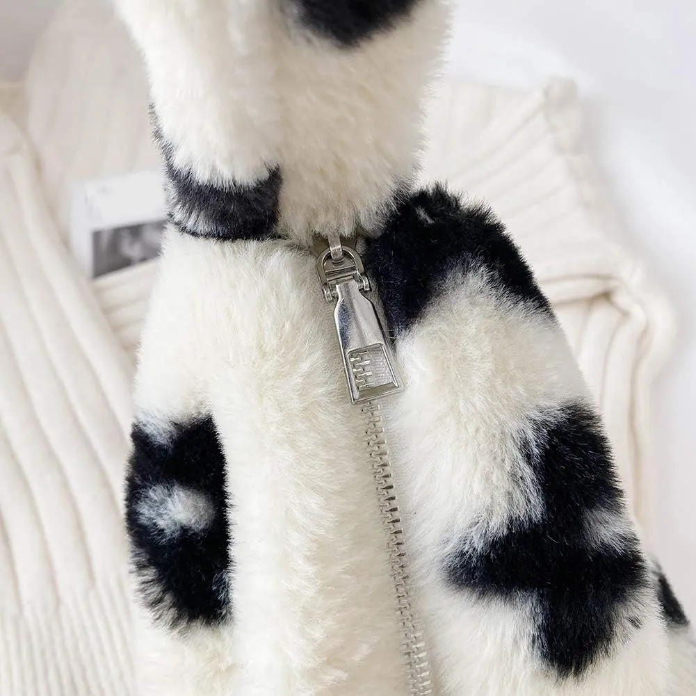 Fashion Animal Pattern Shoulder Underarm Bag Women Plush Top-handle Handbag