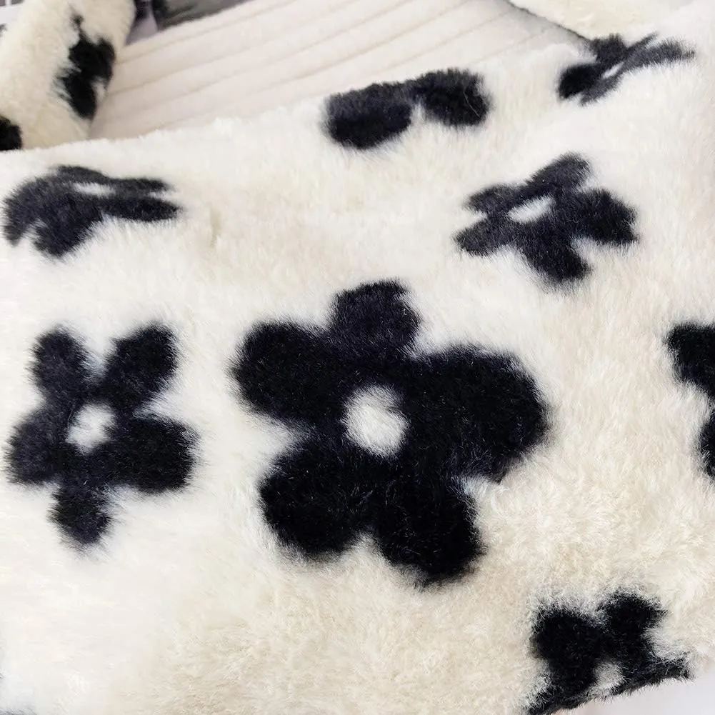 Fashion Animal Pattern Shoulder Underarm Bag Women Plush Top-handle Handbag