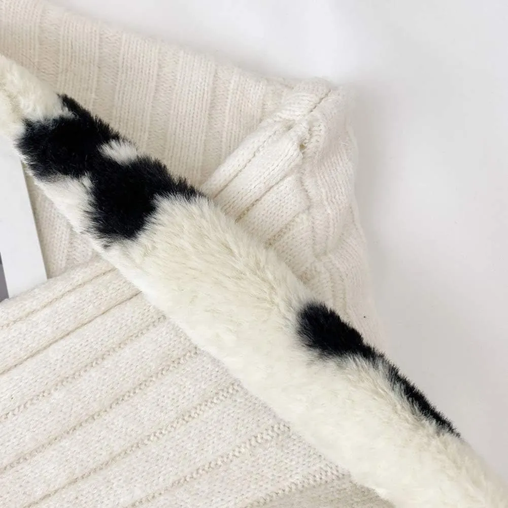 Fashion Animal Pattern Shoulder Underarm Bag Women Plush Top-handle Handbag
