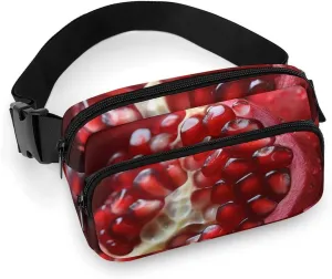 Fashionable Large-capacity Twill Pomegranate Fruit Printed Waist Bag, A Must-have Item for Hands-free Travel