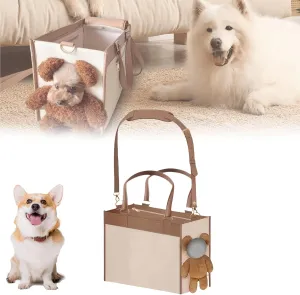 Fashionable Small Dog Carrier, Carrier Pu Leather Dog Purse, Convenient Pet Tote for Small and Medium Sized Dogs and Cats, Puppy Bag Stylish Pet Handbag for Going Out and Travel (M)