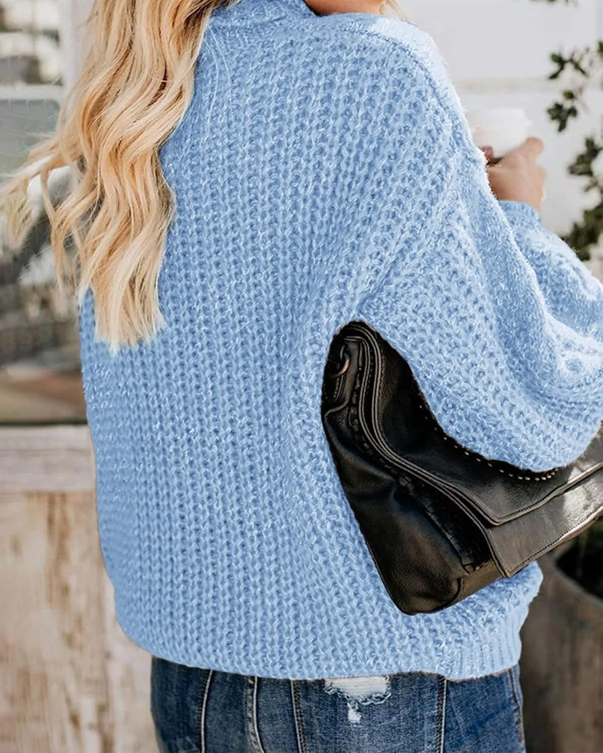 Fashionme Chic Ballon Sleeve Winter Turtleneck Chunky Sweater Slouchy Oversized Loose Pullover Outerwear Warm Thick