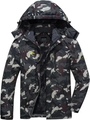 FASKUNOIE Men's Winter Coats Windproof Warm Fleece Ski Snowboarding Jackets Parka with Zipper Pockets