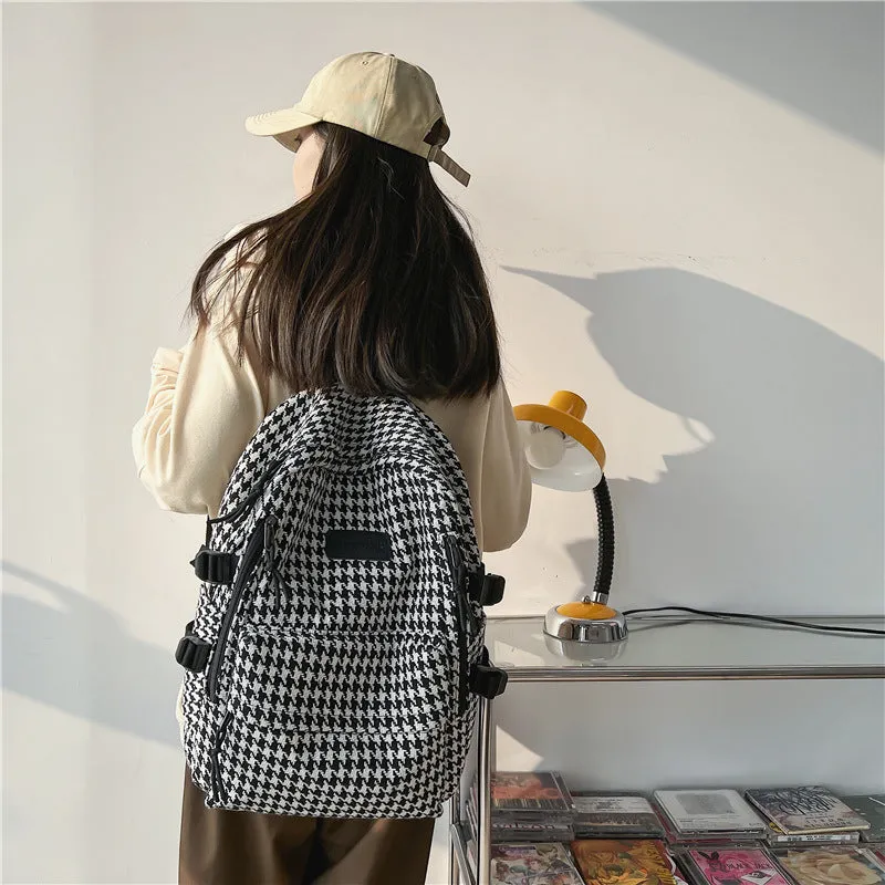 Female College Knitted Simple Versatile Large Backpacks