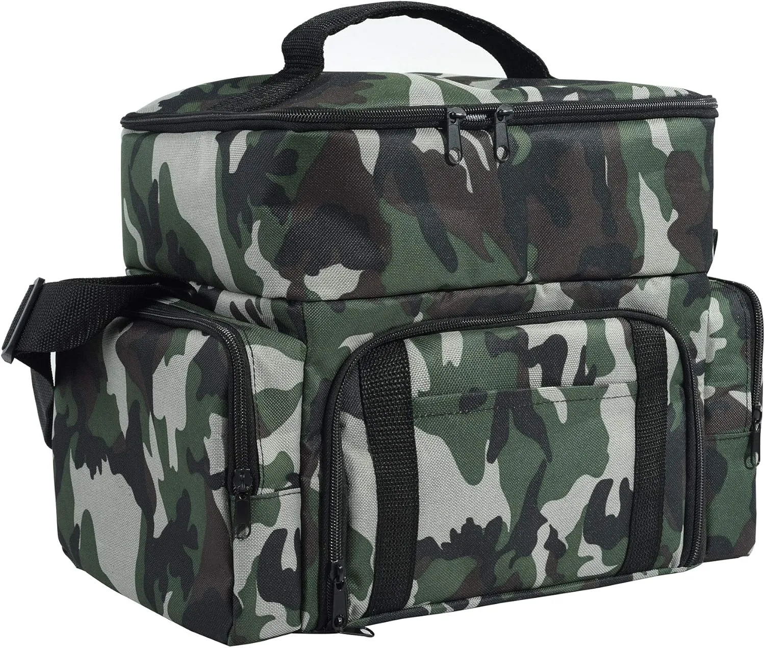 FH Group E-Z Travel™ Lined Print Lunch Cooler Bag - Reusable Lunch Box for Work, Picnics, and Camping Dark