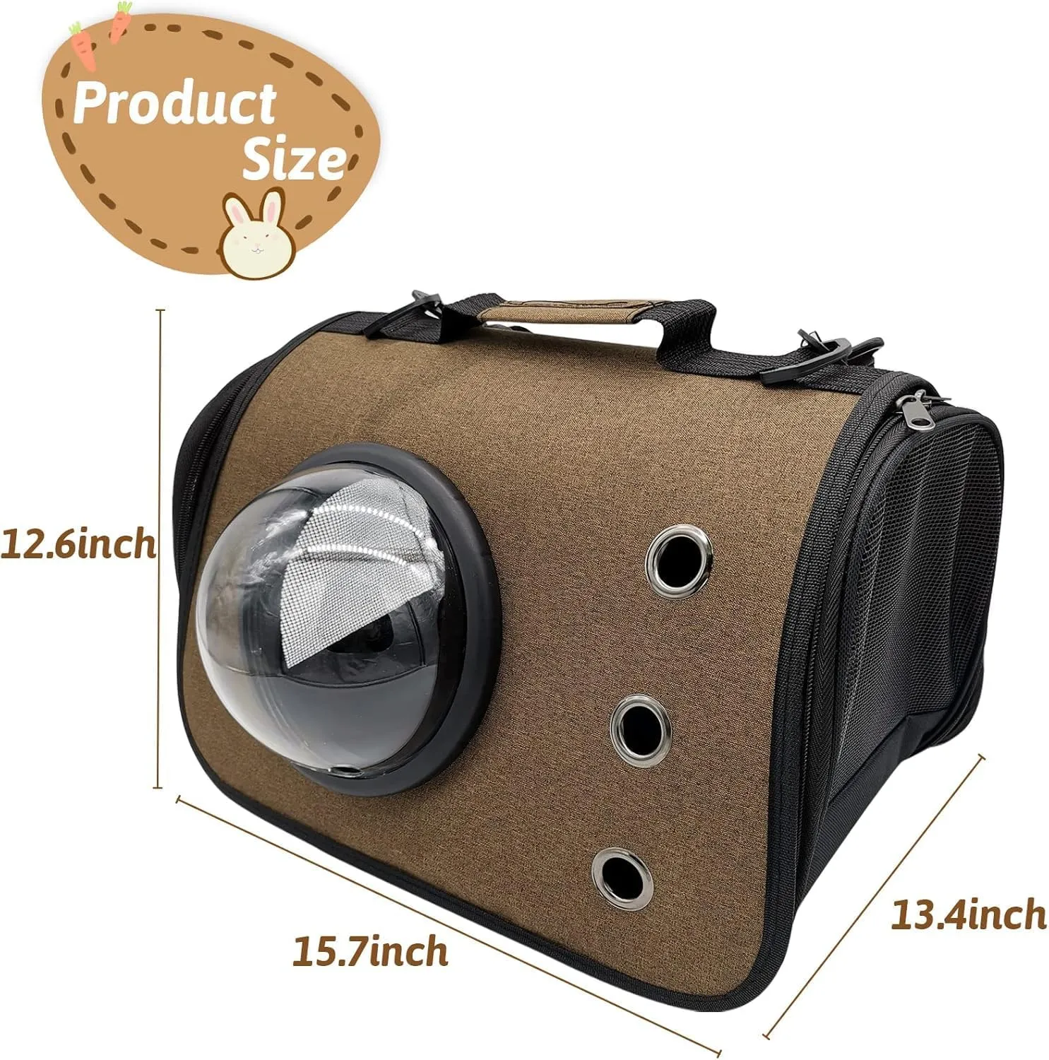 Fhiny Guinea Pig Carrier Bag, Portable Breathable Rabbit Carrier Travel Outgoing Bag for Bunny Guinea Pig Chinchilla Squirrel Hamster Other Small Animals (Khaki)