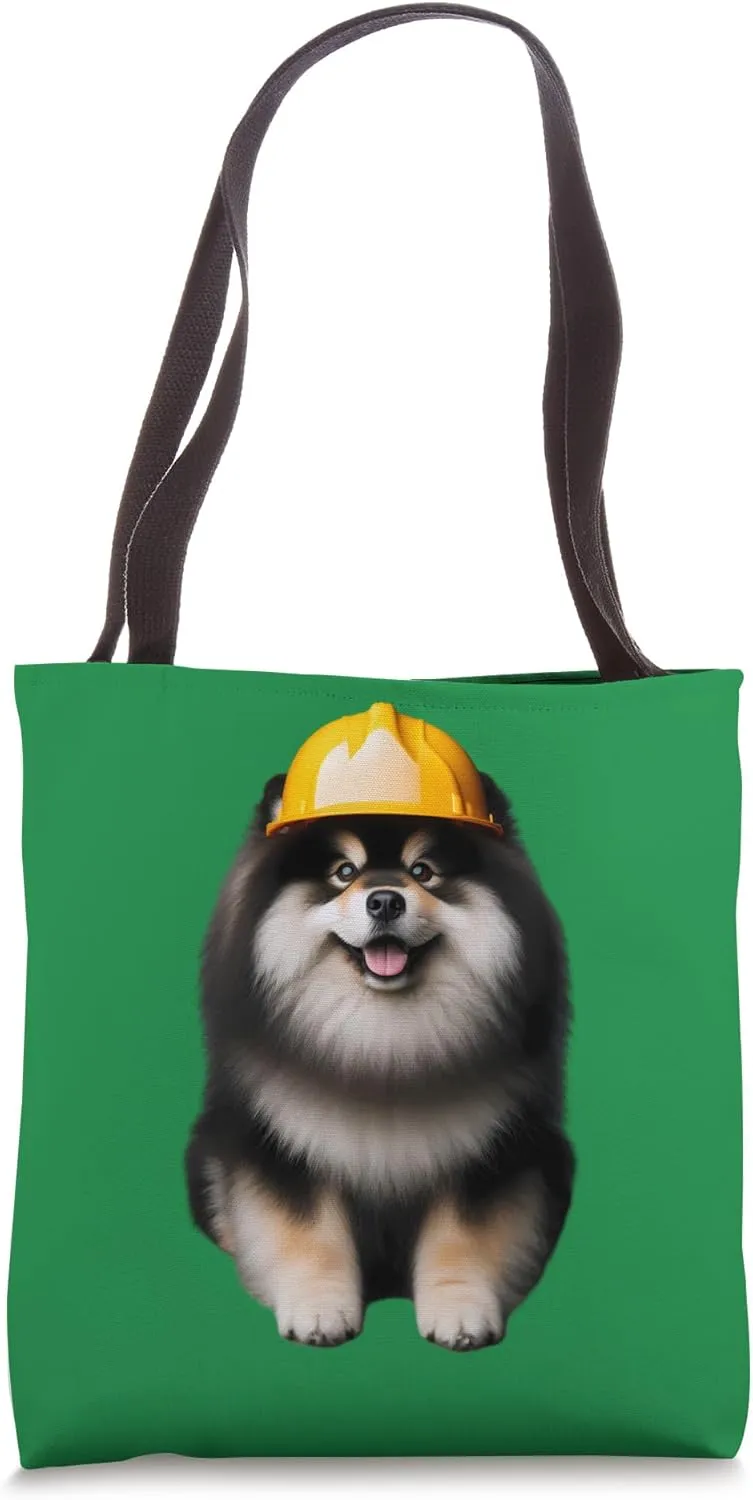 Finnish Lapphund Dog Yellow Hard Hat Helmet Worker Engineer Tote Bag