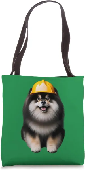 Finnish Lapphund Dog Yellow Hard Hat Helmet Worker Engineer Tote Bag