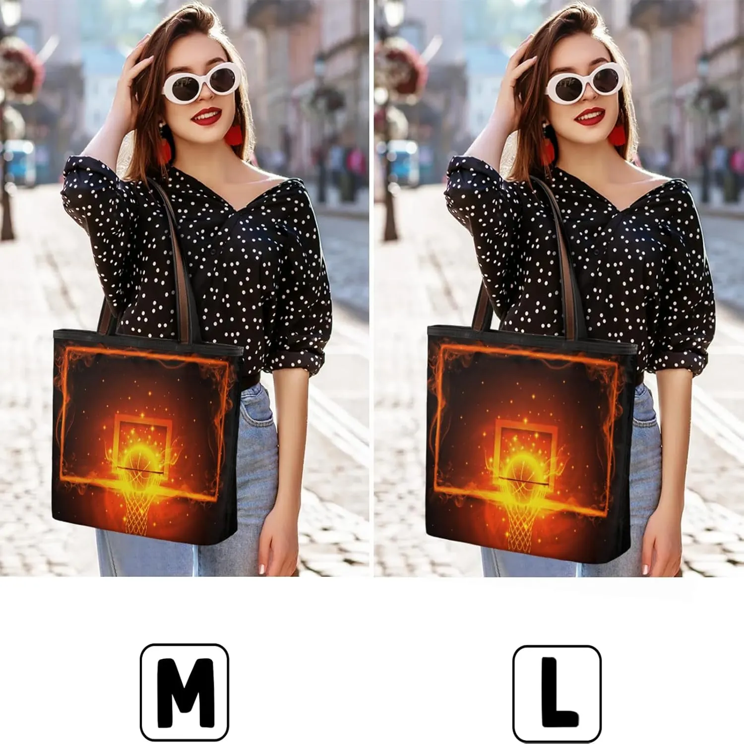 Fire Basketball Frame Tote Bag for Women Womens Handbags Tote Bag for Work Shopping Travel Beach