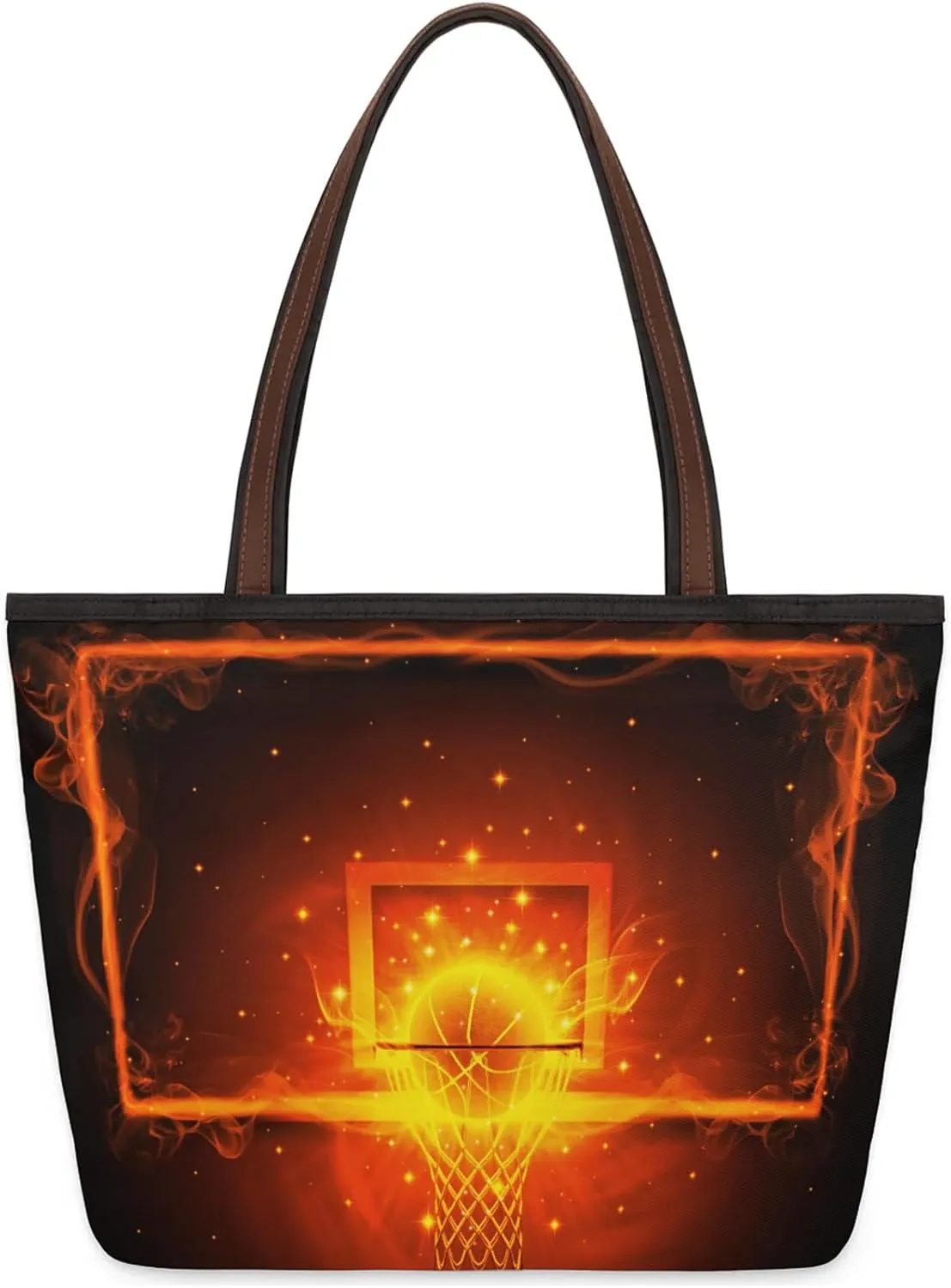 Fire Basketball Frame Tote Bag for Women Womens Handbags Tote Bag for Work Shopping Travel Beach
