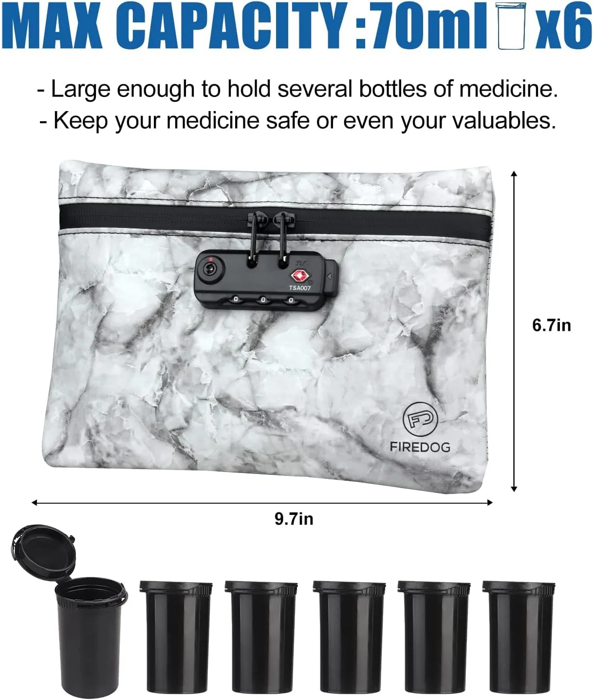 FIREDOG Smell Proof Bag with Lock, 6x9 Odor Proof Pouch Case Container for Travel Stash Storage