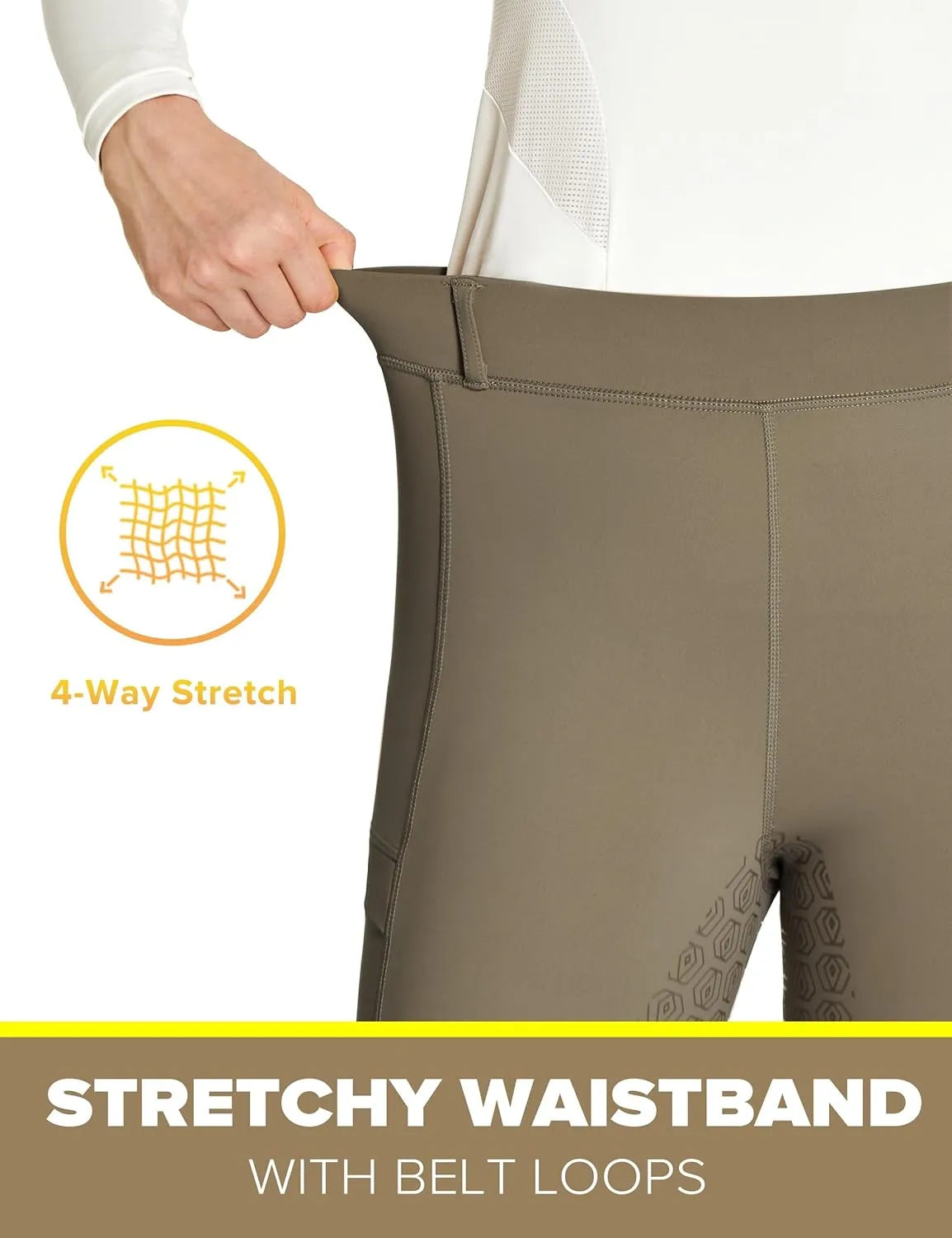 FitsT4 Sports Women's Full Seat Riding Tights with Zipper Pockets Horseback Riding Pants Equestrian Breeches for Women