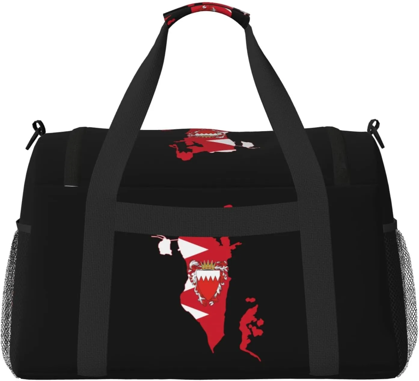 Flag Map Of Bahrain Travel Duffel Bag Large Foldable Waterproof Overnight Bag For Beach Swim Bags Pool Sports Gym