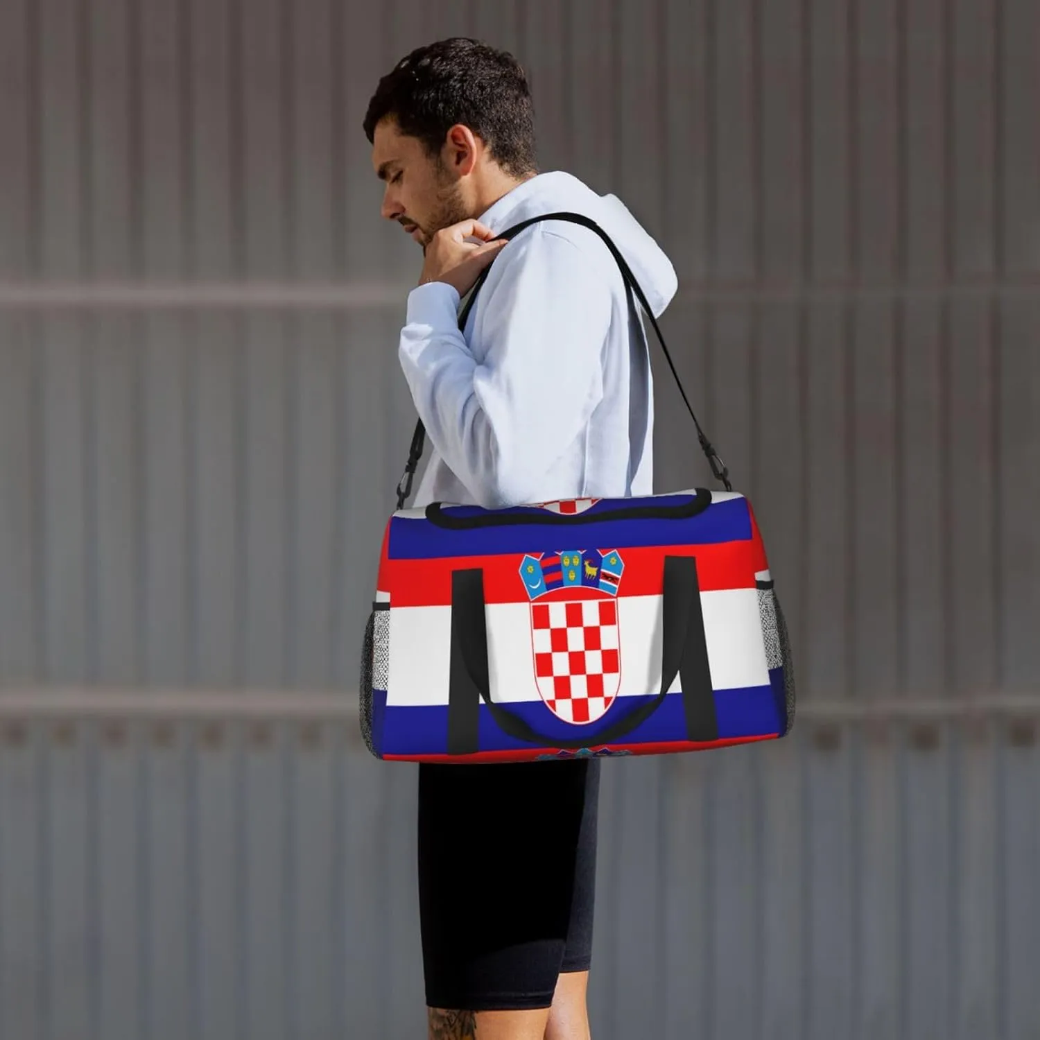 Flag Of Croatia Travel Duffel Bag Large Foldable Waterproof Overnight Bag For Beach Swim Bags Pool Sports Gym
