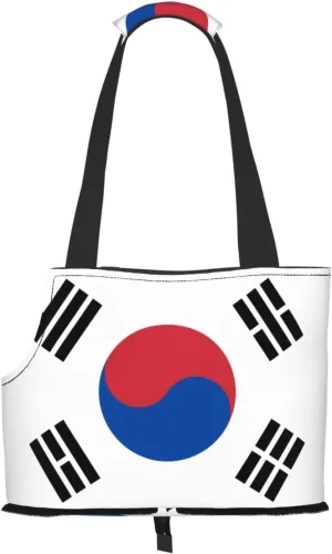 Flag of Republic of Korea Printed Pet Shoulder Bag, Specially Designed for Small Dogs and Cats, Multifunctional Shoulder and Handbag