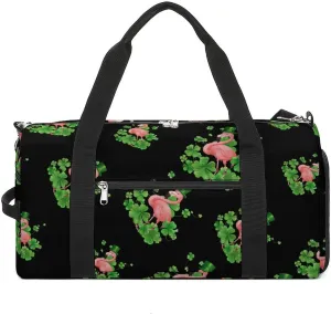 Flamingo Shamrock St Patricks Day Sports Gym Bag for Men Women Travel Duffel Bag with Shoulder Strap