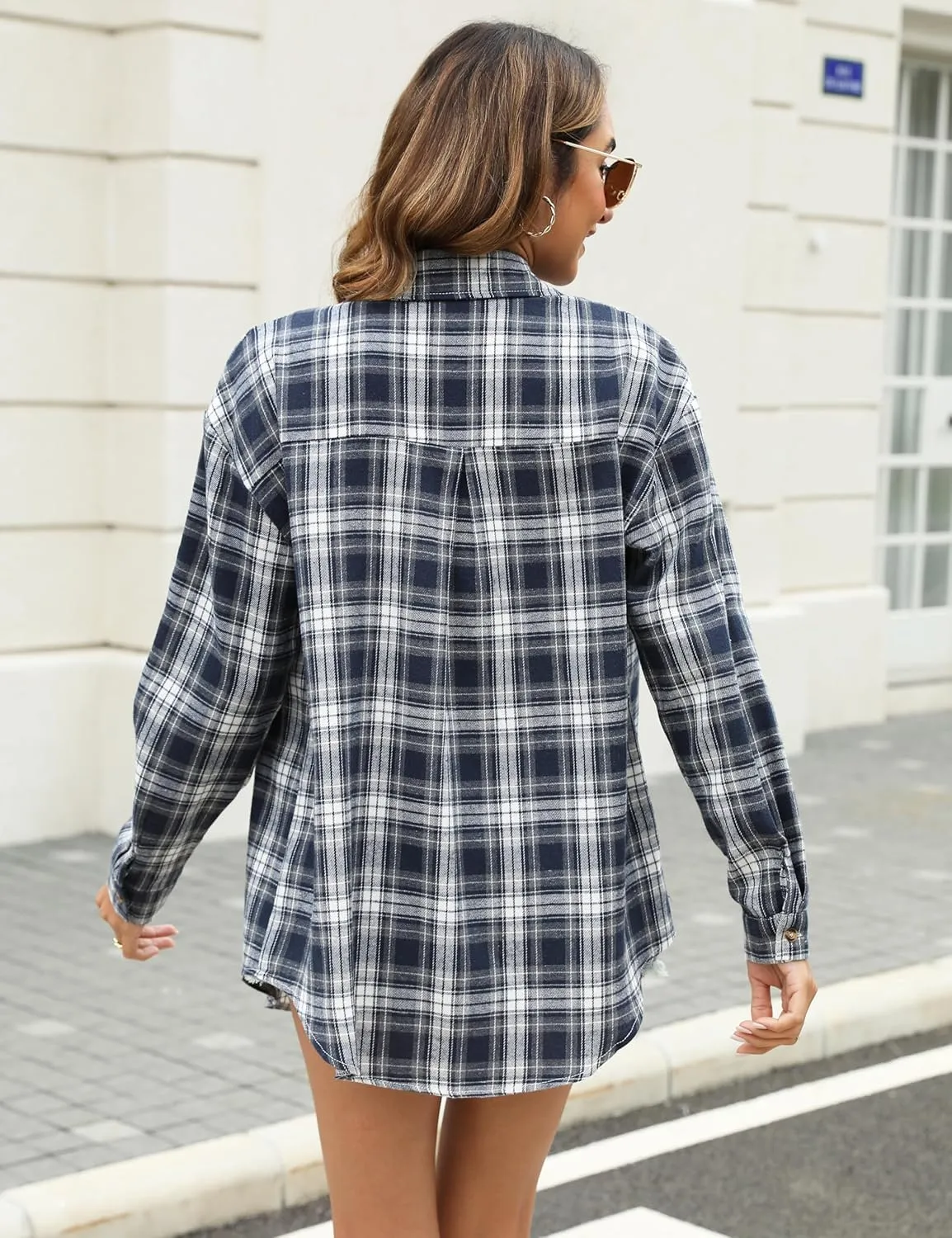 Flannel Shirts for Women Oversized Plaid Soft Flannel Button Down Shirt Blouses