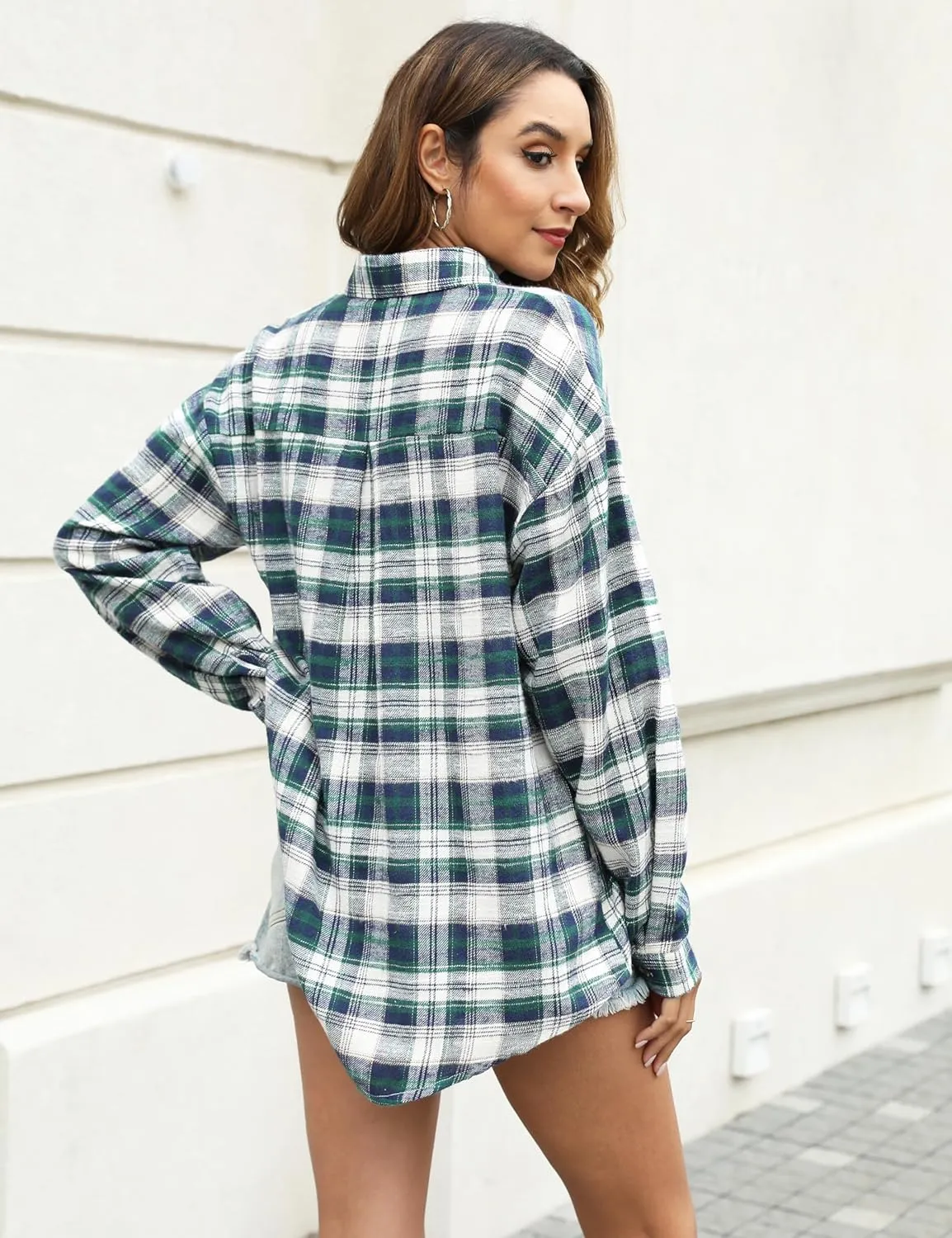 Flannel Shirts for Women Oversized Plaid Soft Flannel Button Down Shirt Blouses