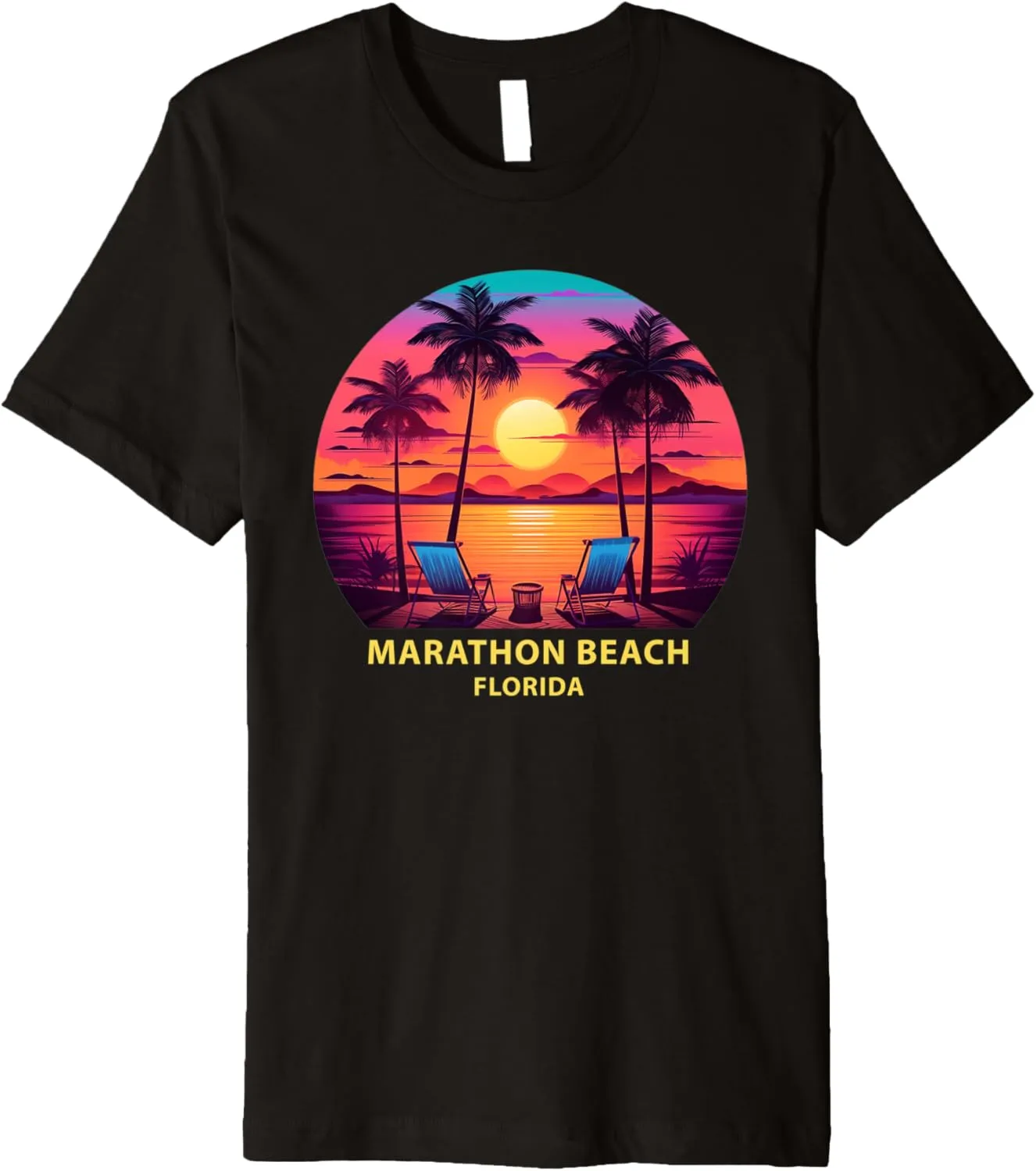Florida Marathon Beach Shirt Colorful Palm Trees Beach Premium T-Shirt
