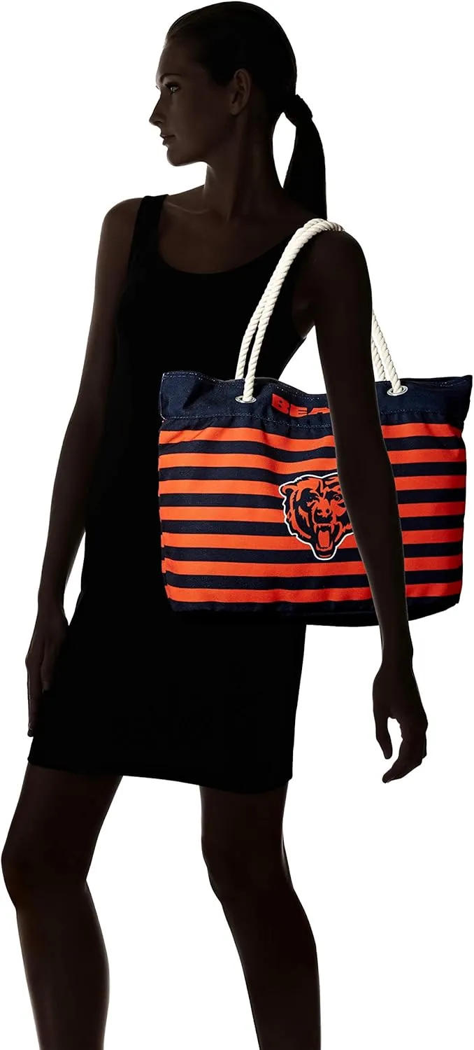 FOCO NFL Team Logo Nautical Stripe Tote Beach Bag