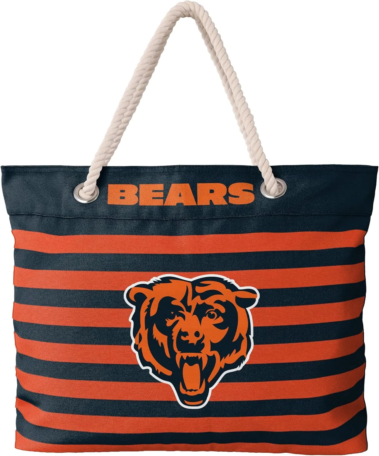 FOCO NFL Team Logo Nautical Stripe Tote Beach Bag