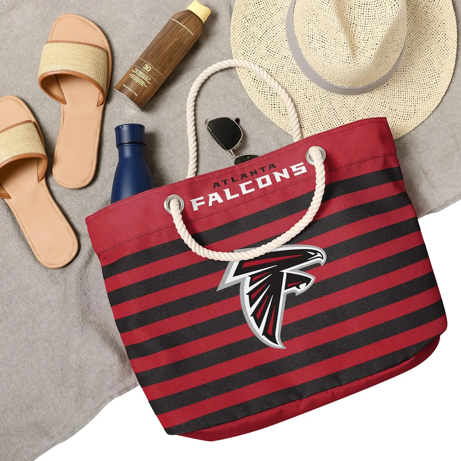 FOCO NFL Team Logo Nautical Stripe Tote Beach Bag
