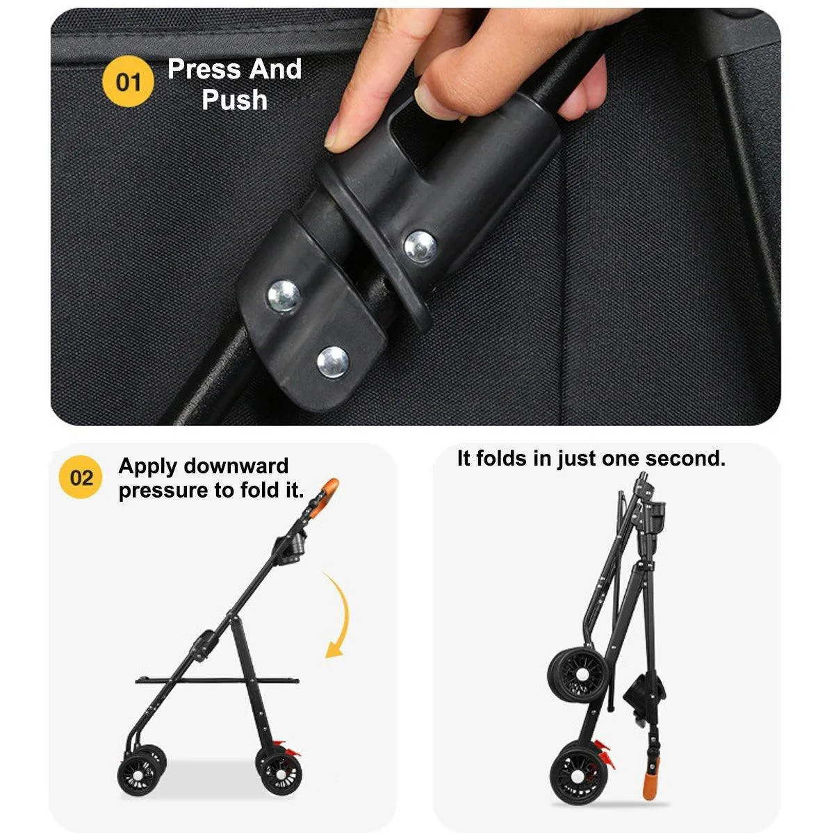 Foldable 2 in 1 Pet Stroller for Outdoor Travel Outing Lightweight Pet Carrier