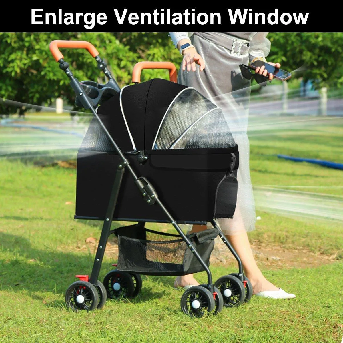 Foldable 2 in 1 Pet Stroller for Outdoor Travel Outing Lightweight Pet Carrier