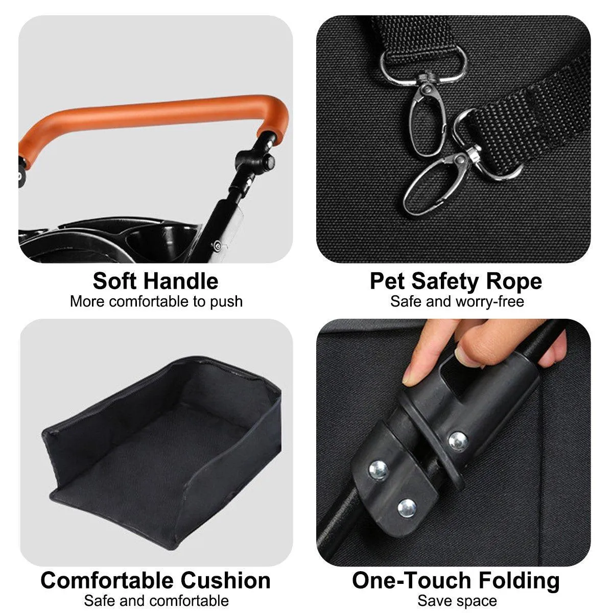 Foldable 2 in 1 Pet Stroller for Outdoor Travel Outing Lightweight Pet Carrier