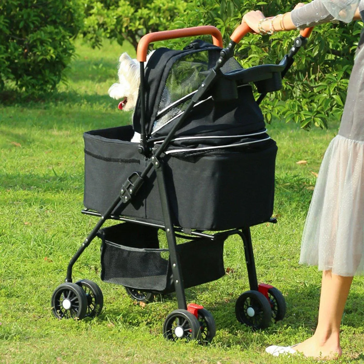 Foldable 2 in 1 Pet Stroller for Outdoor Travel Outing Lightweight Pet Carrier