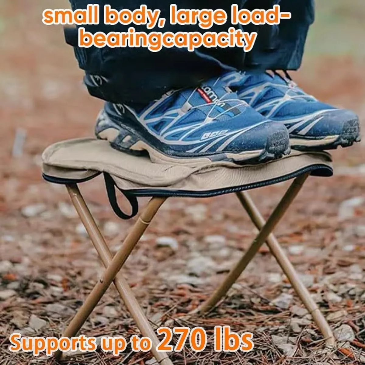 Foldable Backpack Stool, Portable Mini Outdoor Camping Folding Seat with Adjustable Shoulder Strap, Small Foldable Fishing Chair, for Camping, Fishing, Hiking, Picnics, Outdoor Barbecue (Black(Small))
