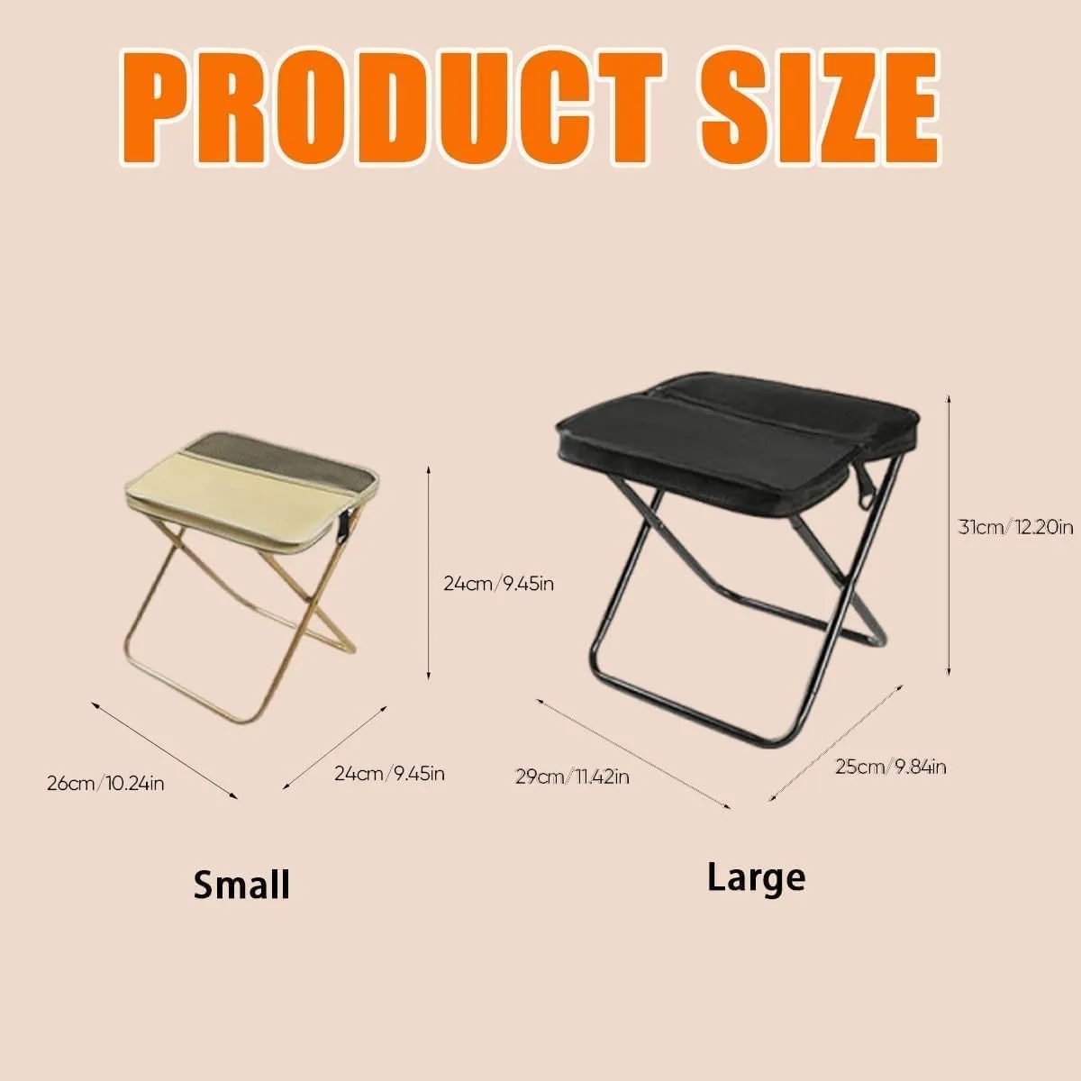 Foldable Backpack Stool, Portable Mini Outdoor Camping Folding Seat with Adjustable Shoulder Strap, Small Foldable Fishing Chair, for Camping, Fishing, Hiking, Picnics, Outdoor Barbecue (Black(Small))