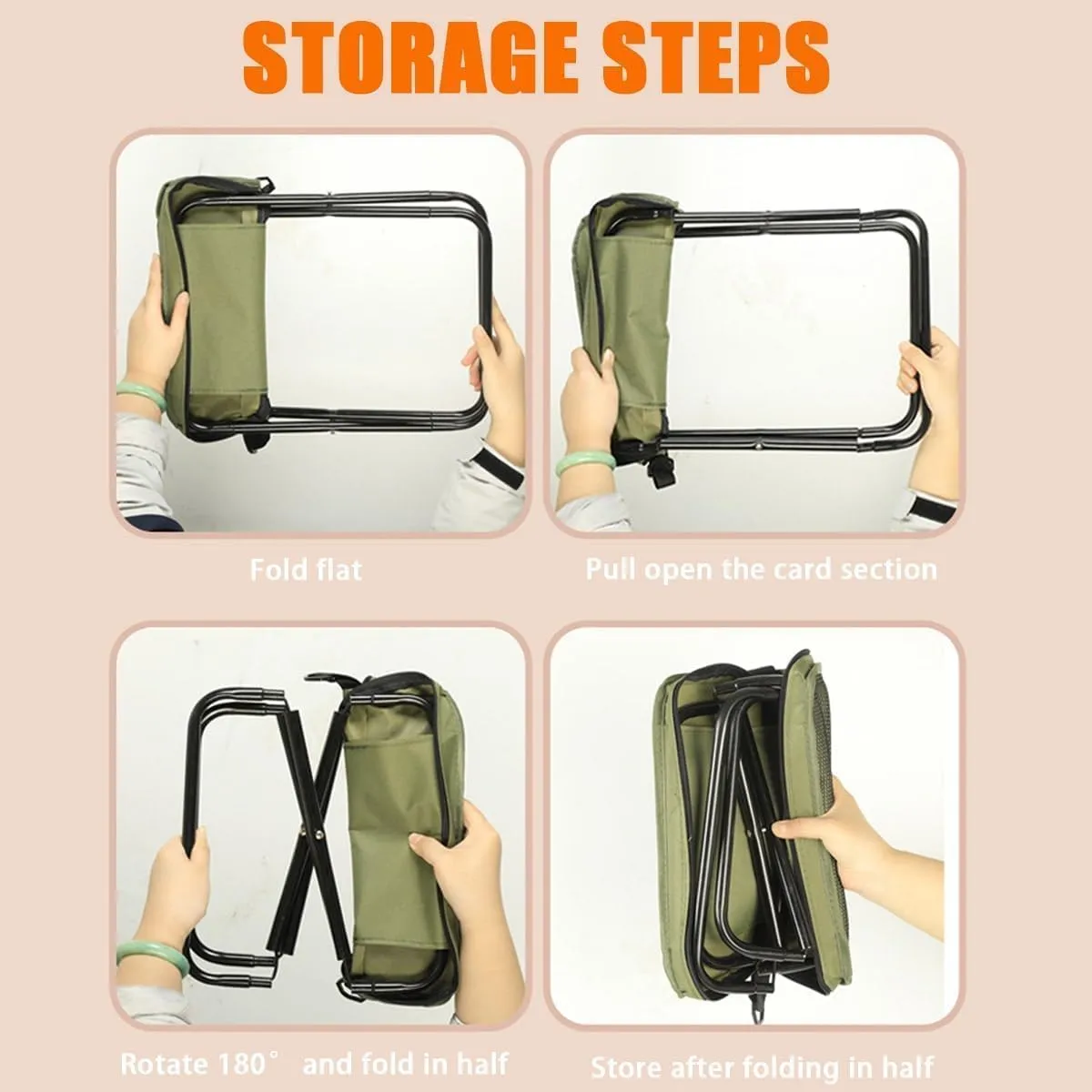 Foldable Backpack Stool, Portable Mini Outdoor Camping Folding Seat with Adjustable Shoulder Strap, Small Foldable Fishing Chair, for Camping, Fishing, Hiking, Picnics, Outdoor Barbecue (Black(Small))